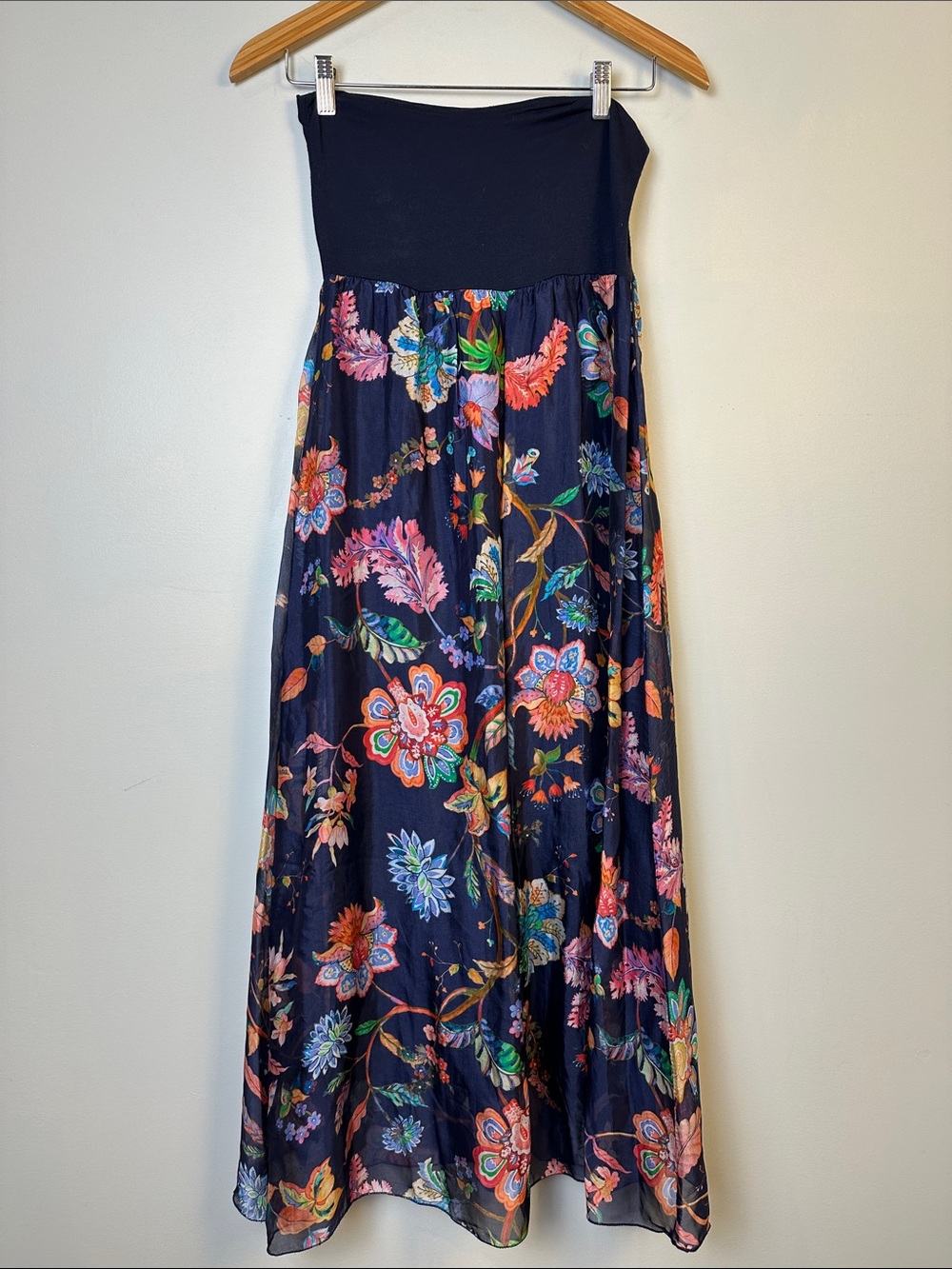 60. Guisy Italy silk blend maxi floral skirt (sm flaws/ runs)